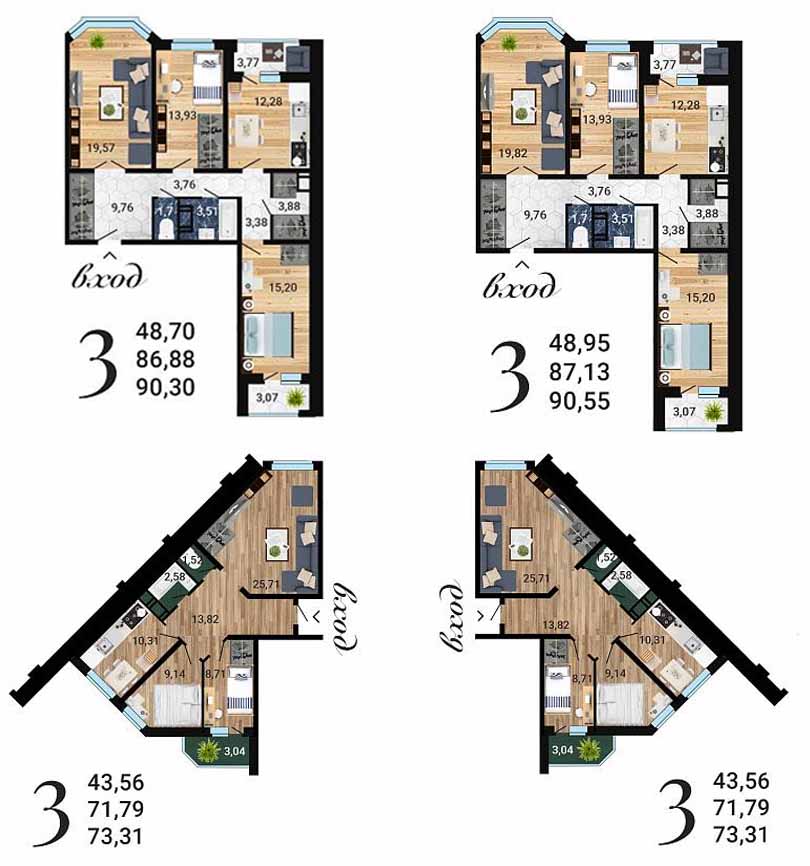  планировки трехкомнатных квартир нововоронеж 